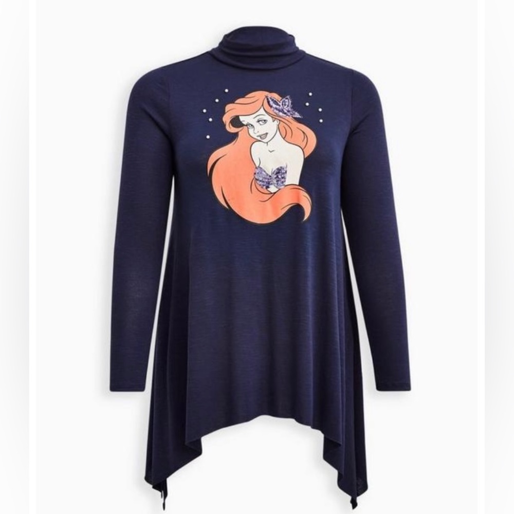 Torrid, Size 3 - Mock Neck Top w/ Pearls, Little Mermaid